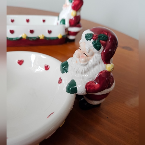 NWOT Christmas Snowman Santa Bowl Cracker Set - Picture 2 of 16